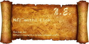 Némethi Elek névjegykártya